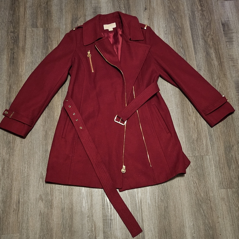 MICHAEL Michael Kors Red Trench Coat with Belt